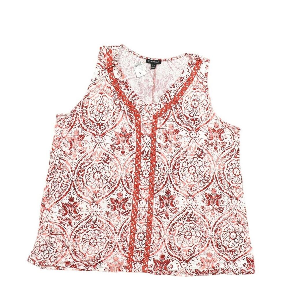 NEW Lane Bryant NWT Multicolor Rayon Tank Top Size 22/24 Red